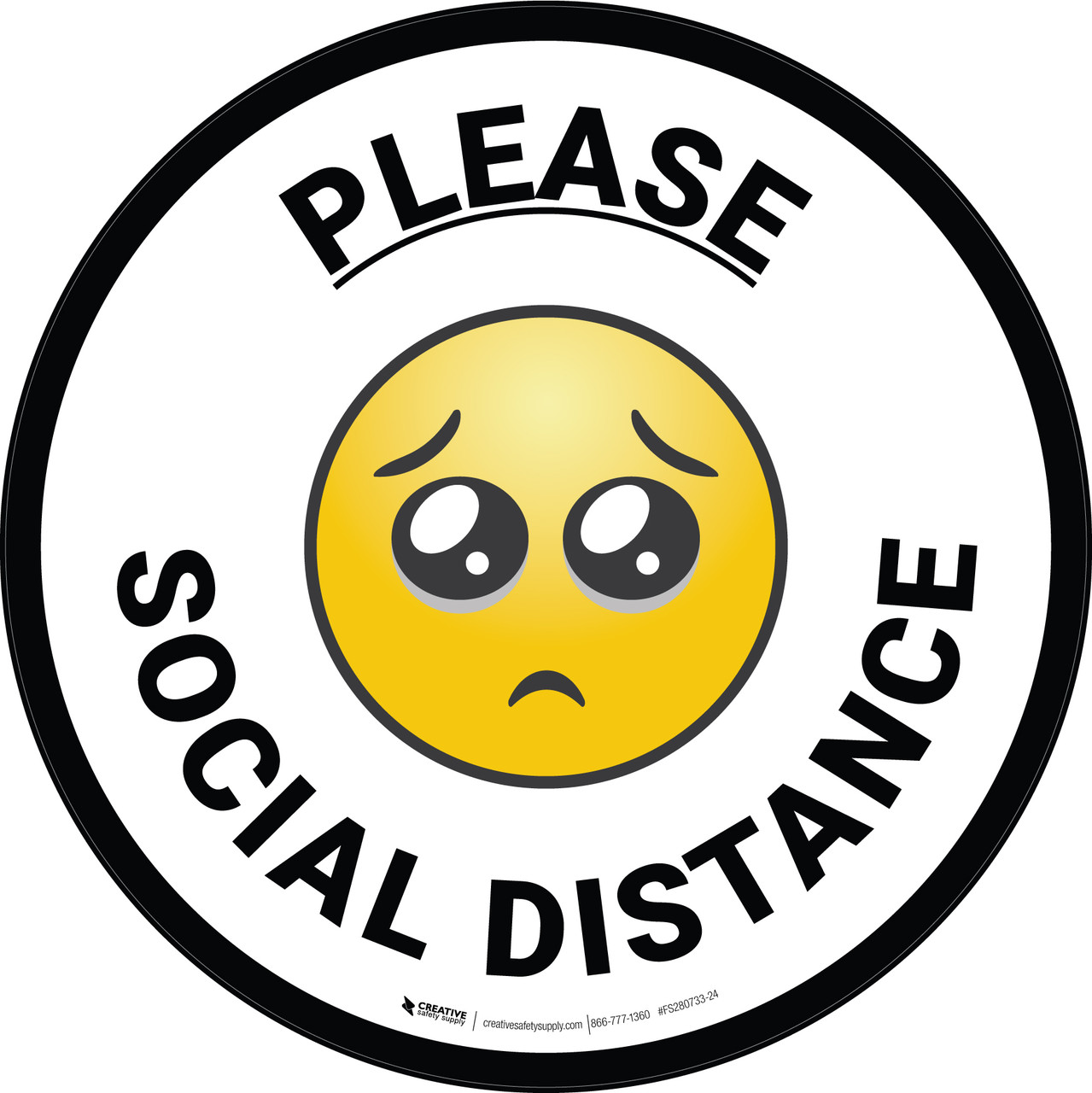 Round Emoji Set of 3 Social Distancing Floor Signs