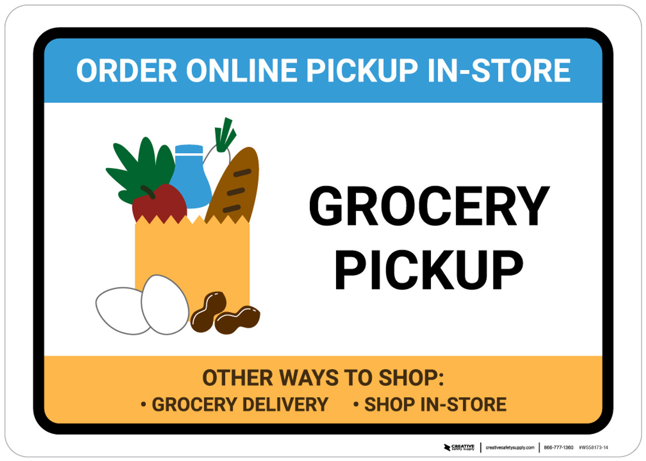 Grocery Pickup Order Online Pickup In-Store with Icon Landscape - Wall Sign