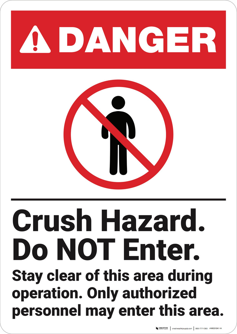 Danger: Crush Hazard Do Not Enter - Wall Sign | 5S Today