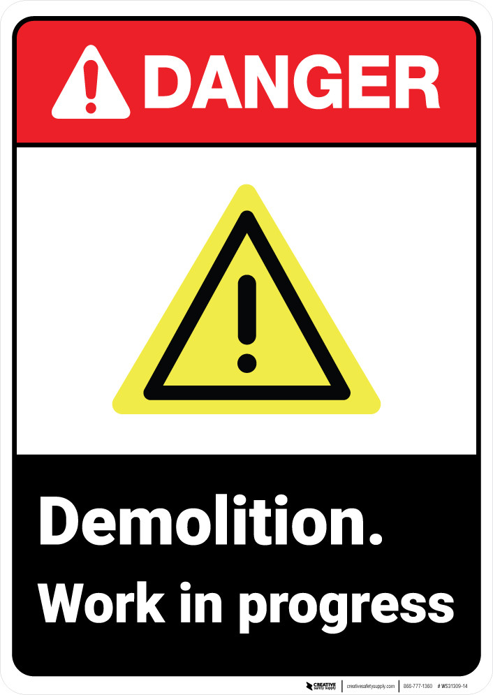 Warnschild 'Gefahr Abbrucharbeiten – Betreten Verboten' – 400x300 Mm, Kunststoff – Schwarz/rot/gelb