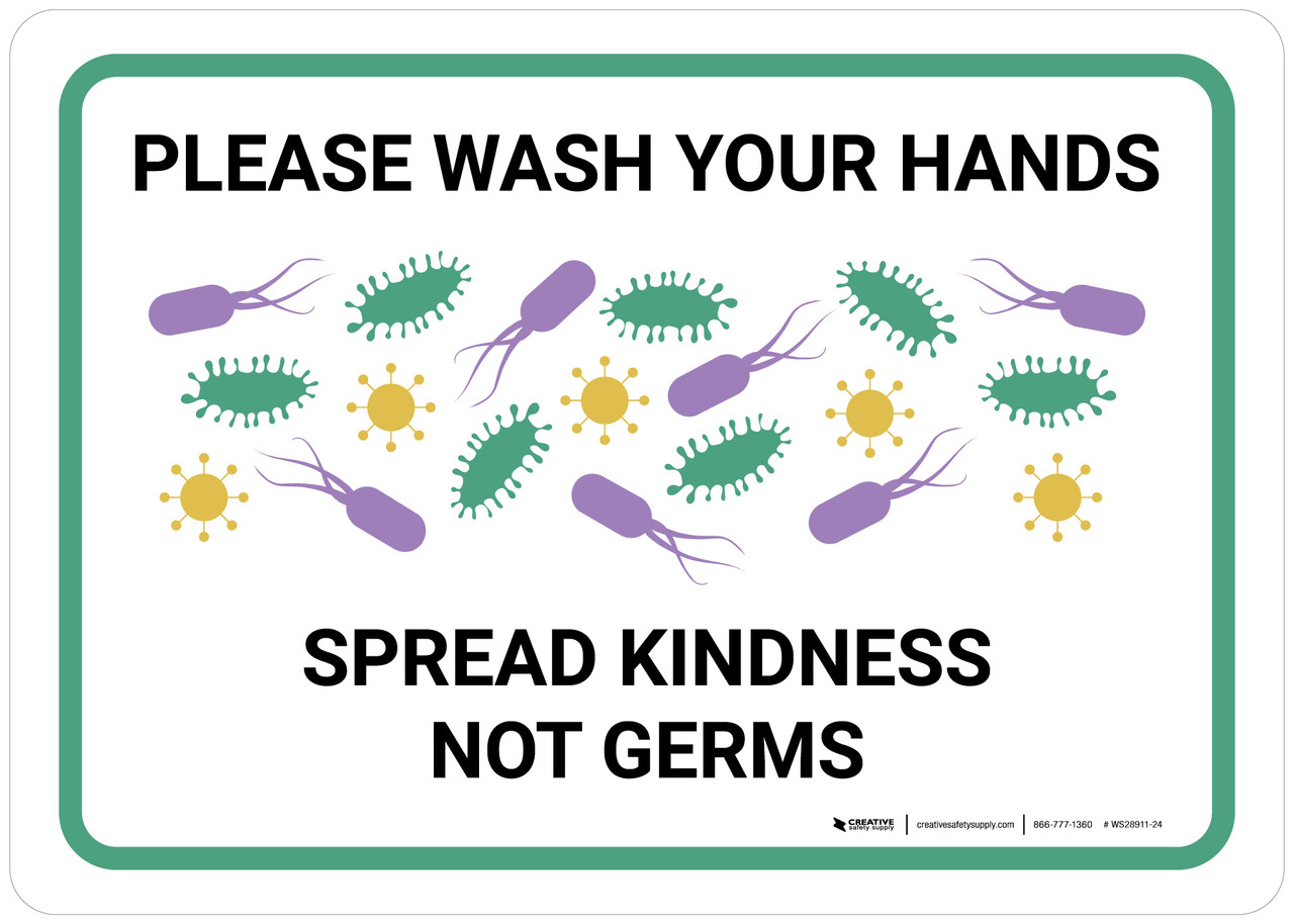 Please Wash Your Hands Spread Kindness Not Germs with Icons Landscape ...