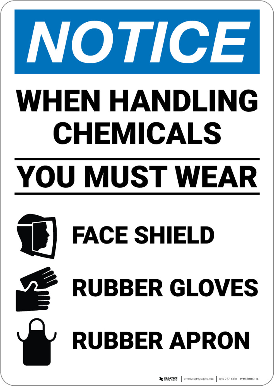 Notice: Chemical Handling Wear PPE - Wall Sign | 5S Today