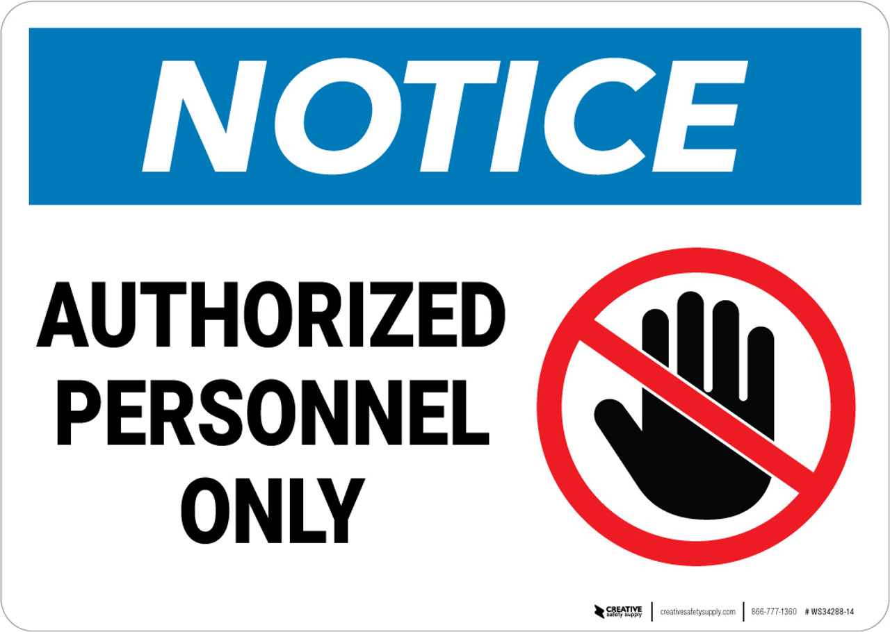 Notice: Authorized Personnel Only With Graphic - Wall Sign | 5S Today