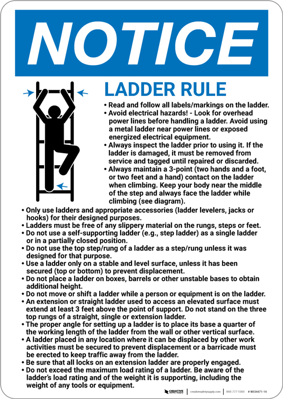 Notice: Ladder Rule - Wall Sign | 5S Today