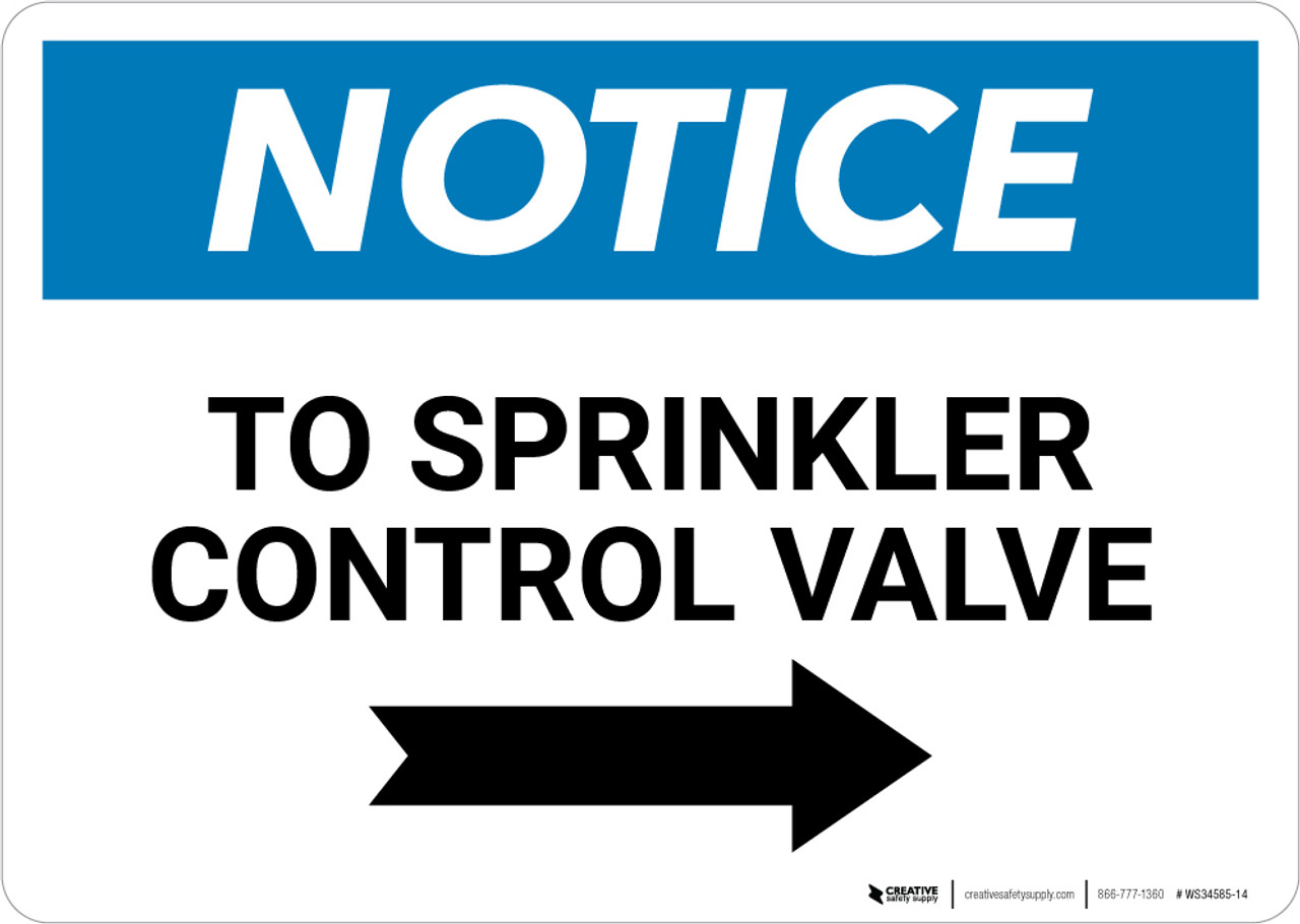 Notice To Sprinkler Control Valve Wall Sign 5S Today