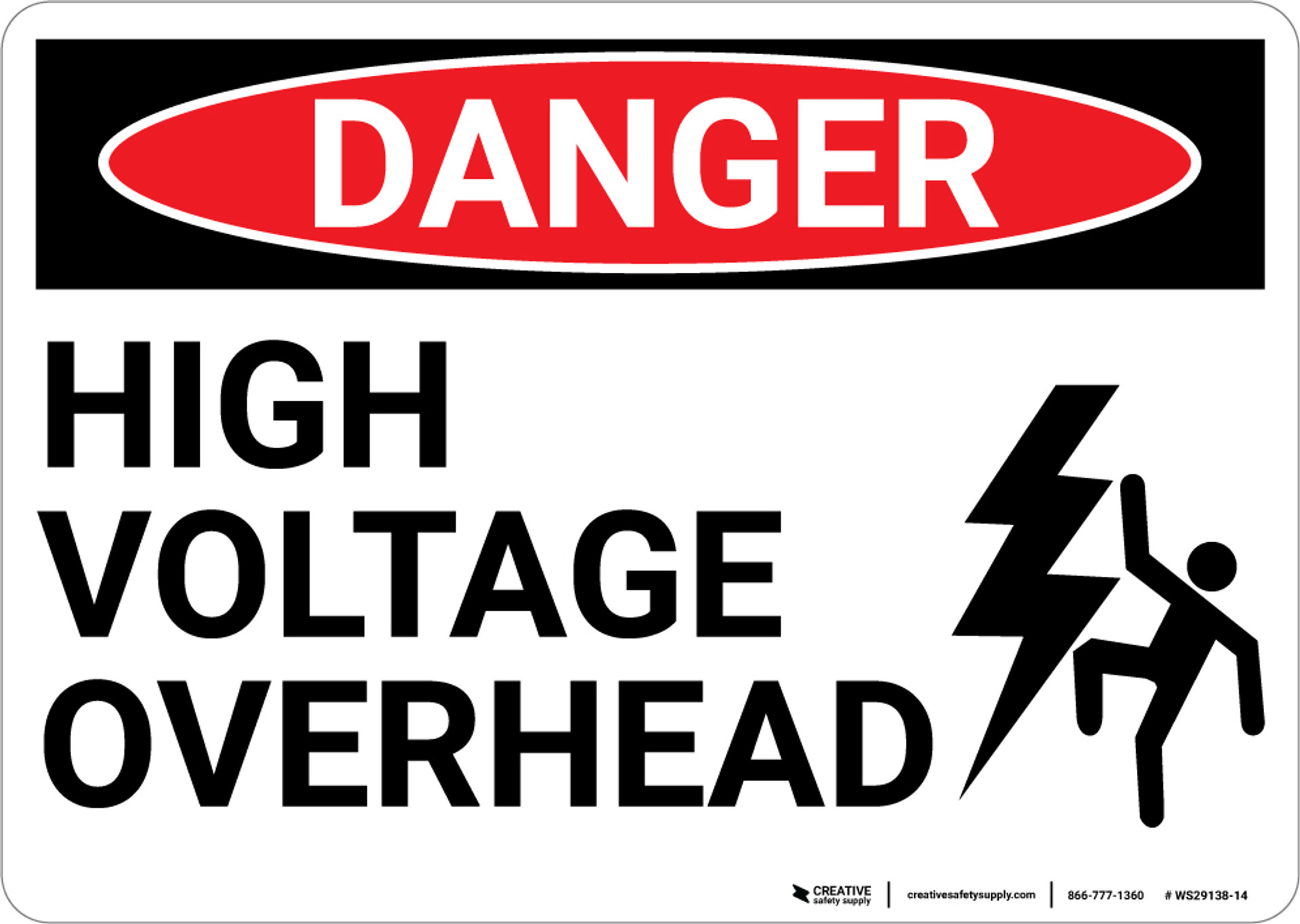 Danger High Voltage Overhead With Graphic Wall Sign 5s Today