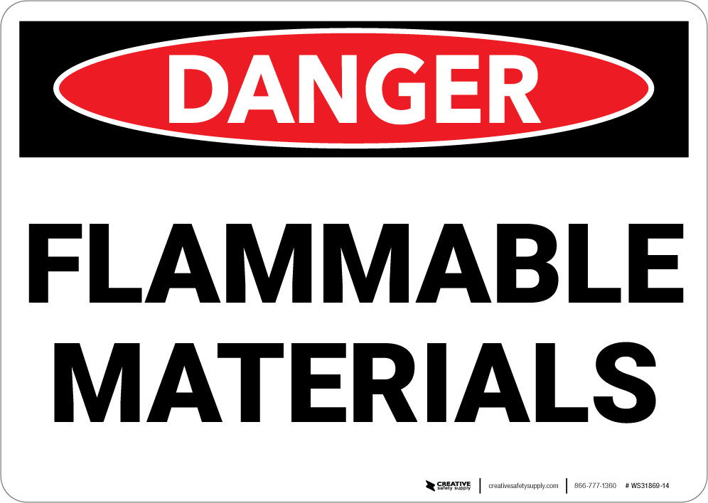 Danger Flammable Materials Wall Sign 5S Today
