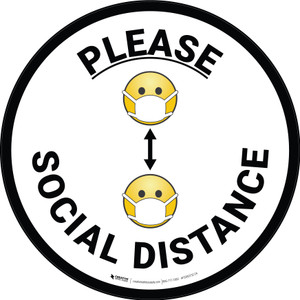 Round Emoji Set of 3 Social Distancing Floor Signs