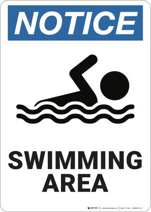 Notice: Swimming Area - Wall Sign | 5S Today