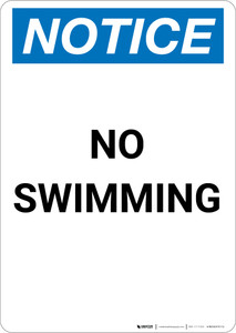 Notice: No Swimming - Portrait Wall Sign