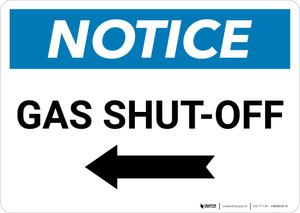Notice: Gas Shut-Off with Left Arrow Landscape
