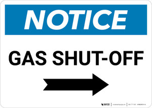 Notice: Gas Shut-Off with Right Arrow Landscape