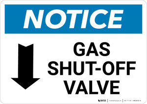 Notice: Gas Shut-Off Valve with Down Arrow Landscape
