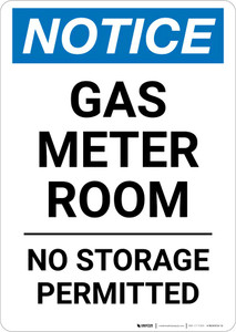 Notice: Gas Meter Room No Storage Permitted Portrait