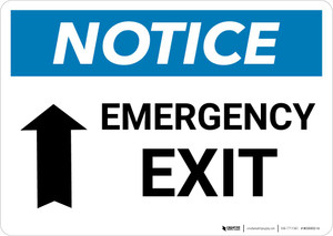 Notice: Emergency Exit with Up arrow Landscape