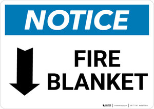 Notice: Fire Blanket with Down Arrow Landscape