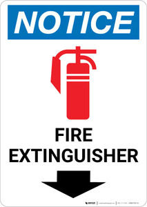 Notice: Fire Extinguisher with Down Arrow with Icon Portrait