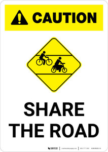 Caution: Share the Road with Icon Portrait