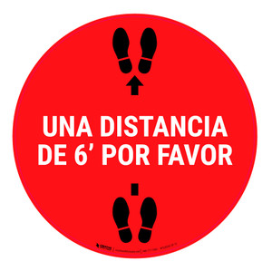 6ft Apart Please Spanish - Floor Sign