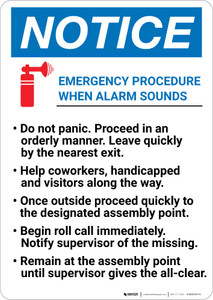 Notice: Emergency Procedure When Alarm Sounds Portrait