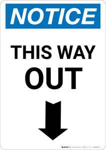 Notice: This Way Out Left Arrow Portrait