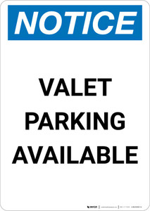 Notice: Valet Parking Available Portrait