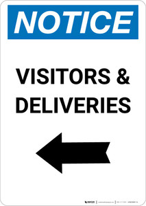 Notice: Visitors/Deliveries with Left Arrow Portrait