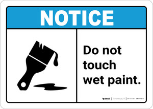 Notice: Do Not Touch Wet Paint with Icon ANSI Landscape