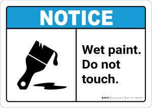 Notice: Wet Paint - Do Not Touch with Icon ANSI Landscape