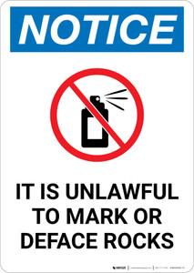 Notice: It is Unlawful to Mark or Deface Rocks Portrait