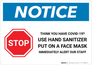 Notice: Stop Think You Have COVID-19 with Icon Landscape - Wall Sign