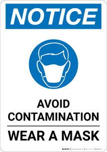 Notice: Avoid Contamination Wear a Mask with Icon Portrait - Wall Sign