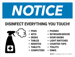 Notice: Disinfect Everything You Touch with Icon Landscape - Wall Sign