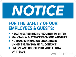 Notice: Employees & Guests Precautions Landscape - Wall Sign
