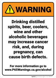Warning: Alcoholic Beverage Exposure Prop 65 - Wall Sign