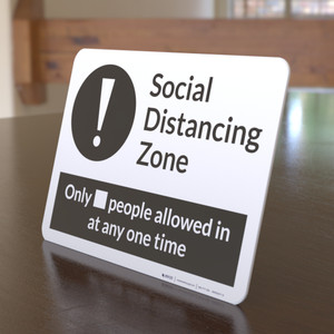 Social Distancing Zone with Exclamation Mark Landscape - Desktop Sign
