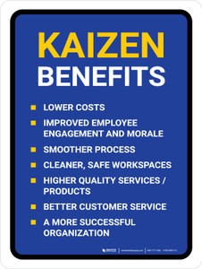 Kaizen Benefits Portrait - Wall Sign