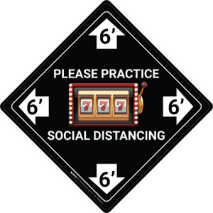 Please Practice Social Distancing - Slots Emoji - Black - Floor Sign