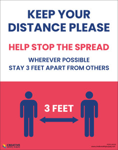 Keep Your Distance Please Stay 3 Feet Apart Red - Poster