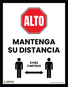 Stop - Keep Your Distance (6 Feet 2 Meters) (Spanish) - Poster
