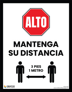 Stop - Keep Your Distance (3 Feet 1 Meters) (Spanish) - Poster