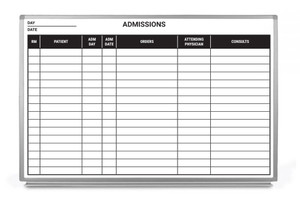 Admissions Dry-Erase Hospital Whiteboard