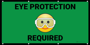 Eye Protection Required Green with Emojis - Banner