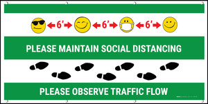 Maintain Distance Observe Flow Green with Emojis - Banner
