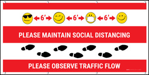 Maintain Distance Observe Flow Red with Emojis - Banner