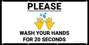 Please Wash Your Hands for 20 Seconds with Hand Emoji - Banner