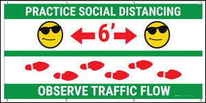 Practice Distancing Observe Flow with Sunglasses Emoji Green - Banner