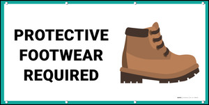 Protective Footwear Required with Emojis - Banner