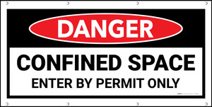 Danger Confined Space Enter By Permit Only Framed Banner