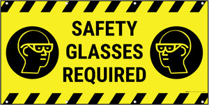 Safety Glasses Required Striped Banner